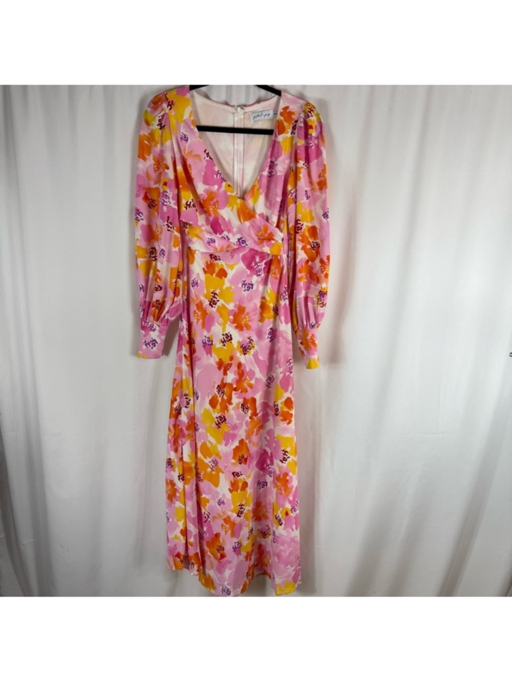 Petal & Pup Pink and Yellow Floral Wrap Maxi Dress